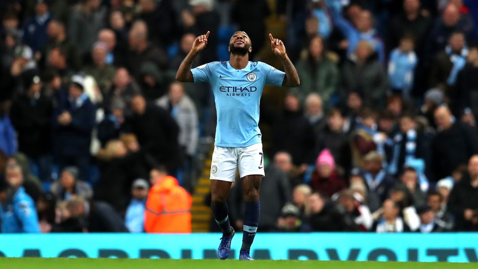 Raheem Sterling celebrates yet another goal against Bournemouth