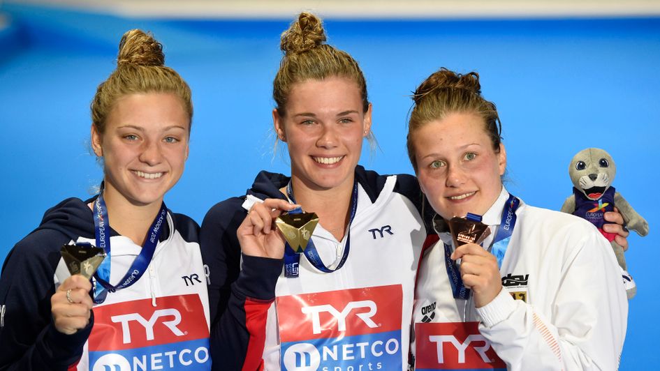 Grace Reid (centre) won gold