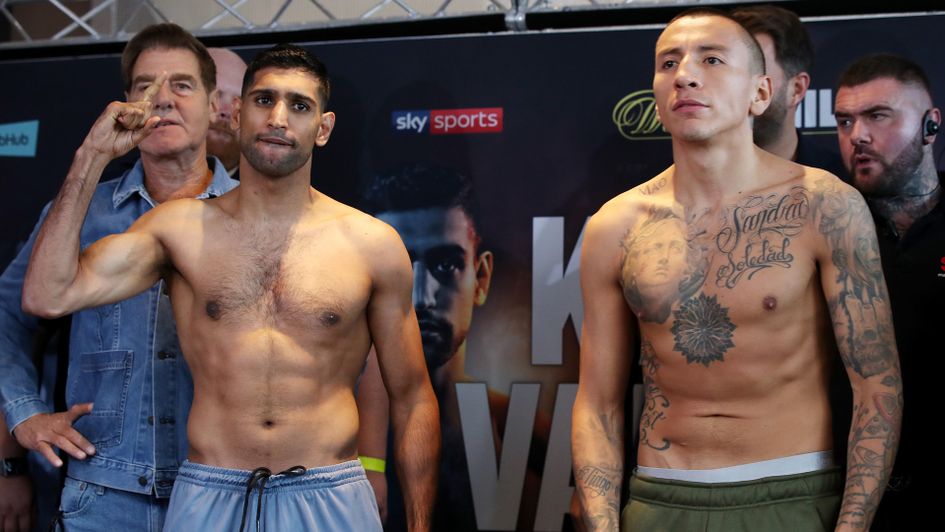 Amir Khan (left) ahead of his fight with Samuel Vargas