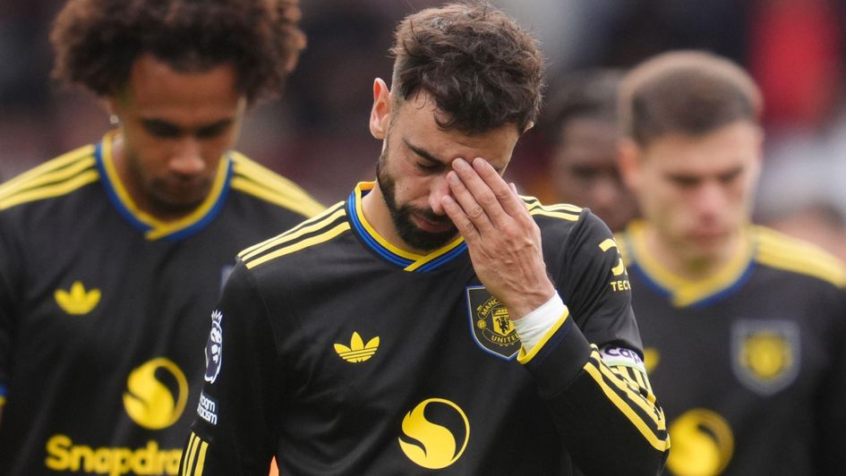 Bruno Fernandes reacts after another Manchester United defeat