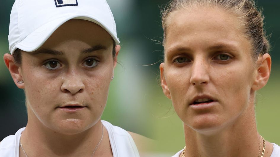 Ash Barty (left) faces Karolina Pliskova in the final on Saturday