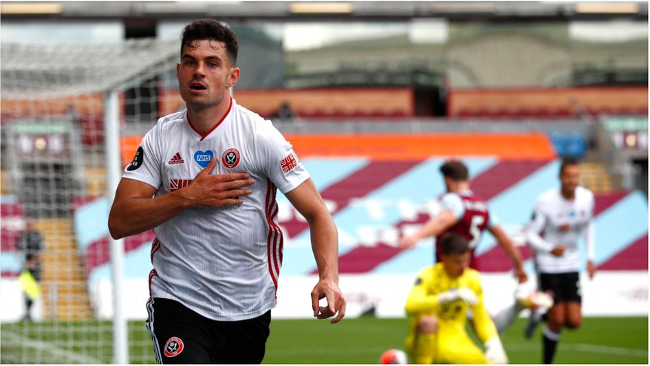 Burnley 1-1 Sheffield United: John Egan celebrates scoring for the Blades at Turf Moor