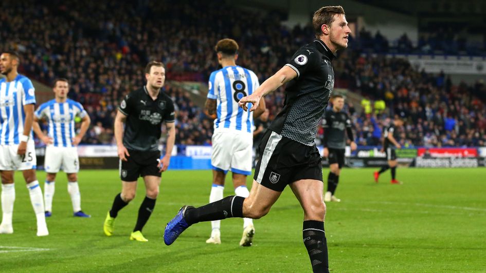 Chris Wood scores Burnley's equaliser at Huddersfield