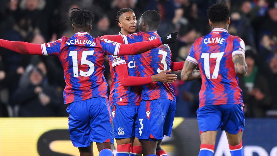 Michael Olise is congratulated after scoring for Palace