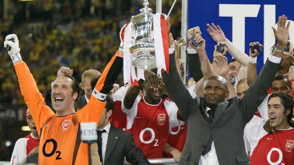 Arsenal lift the FA Cup in 2003 after beating Southampton in the final