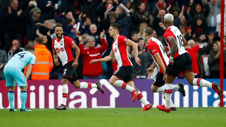 Southampton's Dusan Tadic celebrates his scoring his second goal against Bournemouth