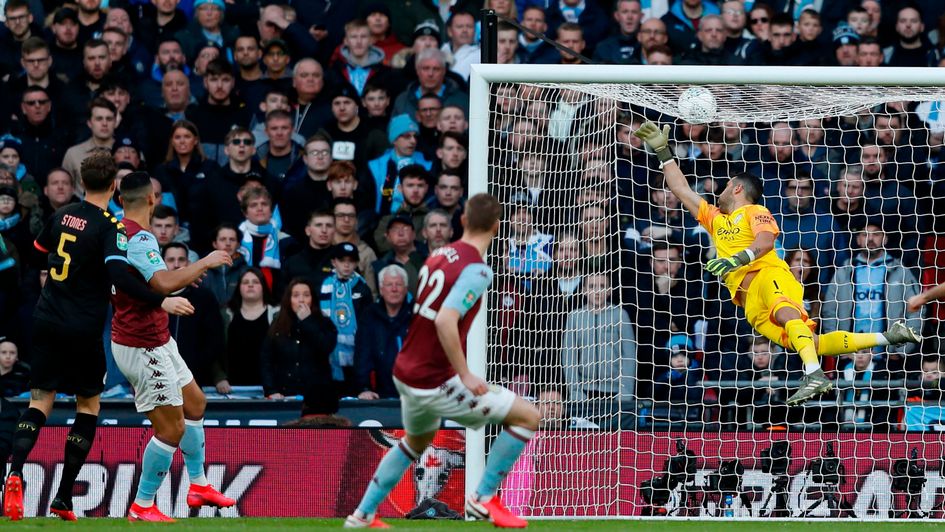 Anwar El Ghazi: Aston Villa forward goes close against Manchester City in the Carabao Cup final