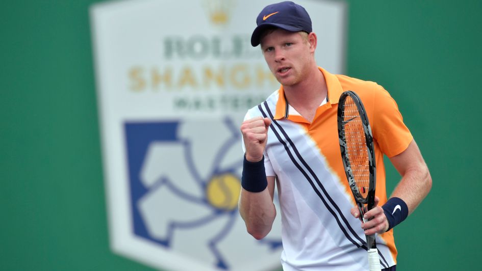 Kyle Edmund celebrates a point at the Shanghai Masters