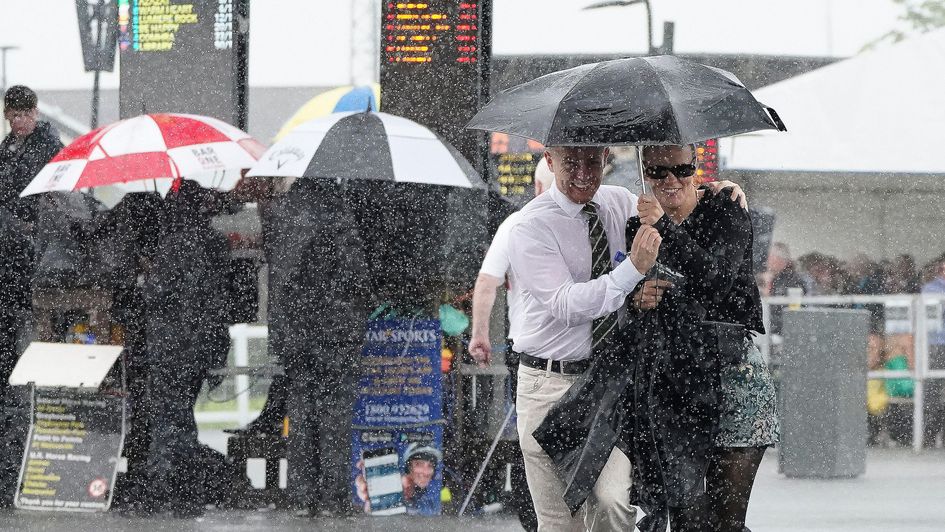 Curragh racegoers battle the elements on Saturday