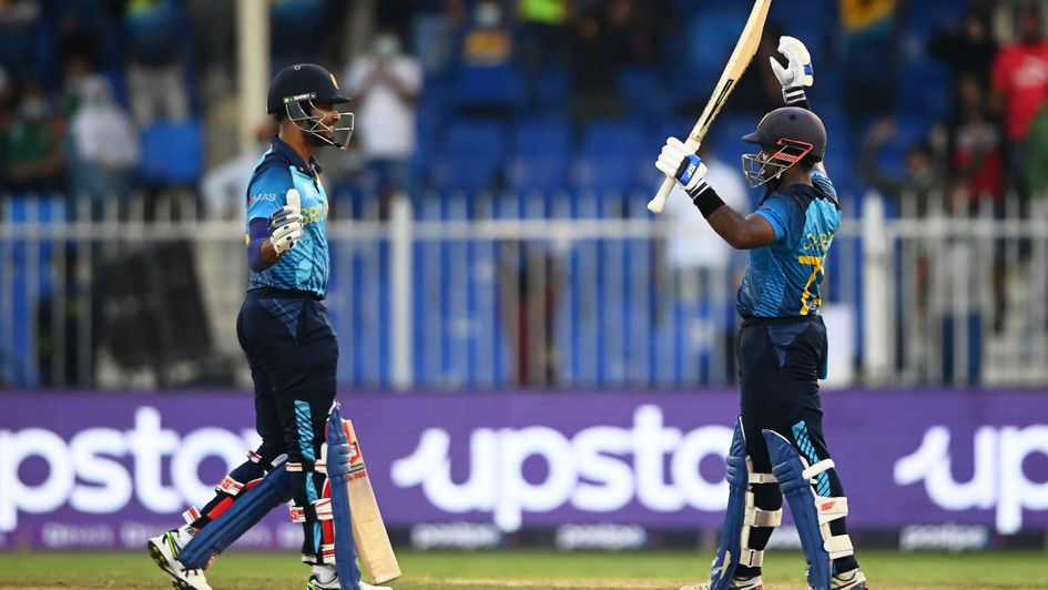 Charith Asalanka celebrates his winning knock