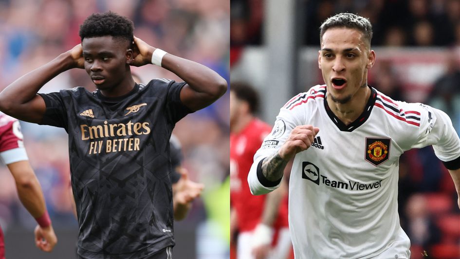 Arsenal forward Bukayo Saka and Manchester United winger Antony