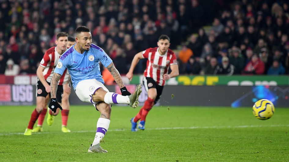 Gabriel Jesus: Brazilian forward takes a penalty for Man City, which was saved by Sheffield United's Dean Henderson