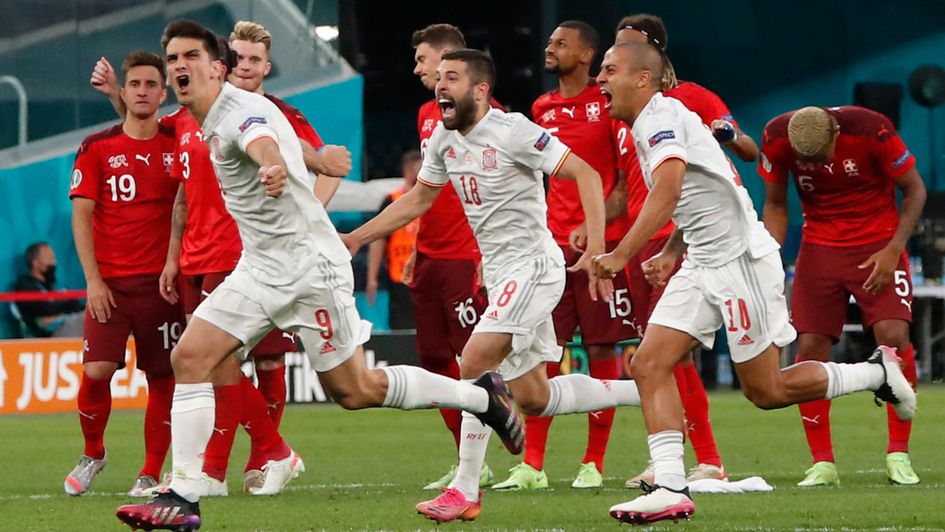 Spain celebrate their shootout success