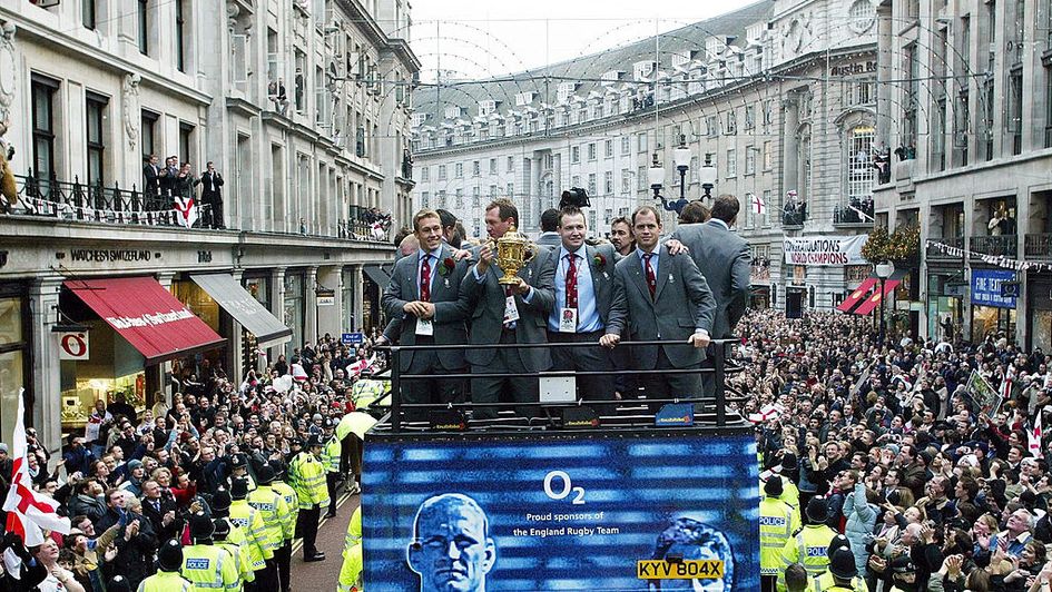 England's open-top bus parade in 2003