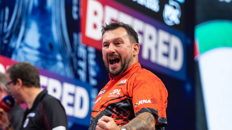 Jonny Clayton celebrates at the World Matchplay (Picture: Taylor Lanning/PDC)