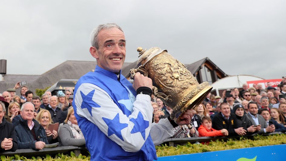 Ruby Walsh celebrates with the Punchestown Gold Cup trophy