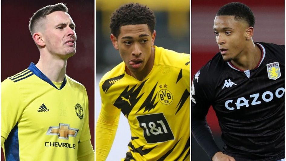 Dean Henderson, Jude Bellingham and Ezri Konsa (left to right) will all be hoping to make England's Euros squad