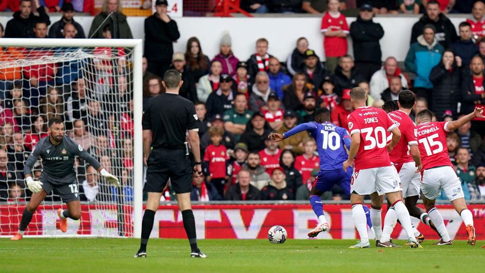 Mohamed Eisa scores against Wrexham