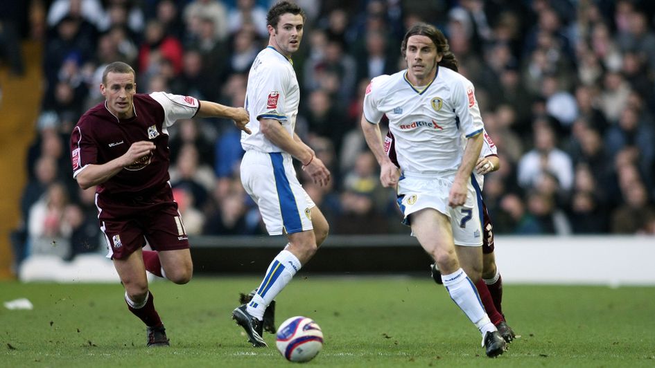 David Prutton (right) in action for Leeds