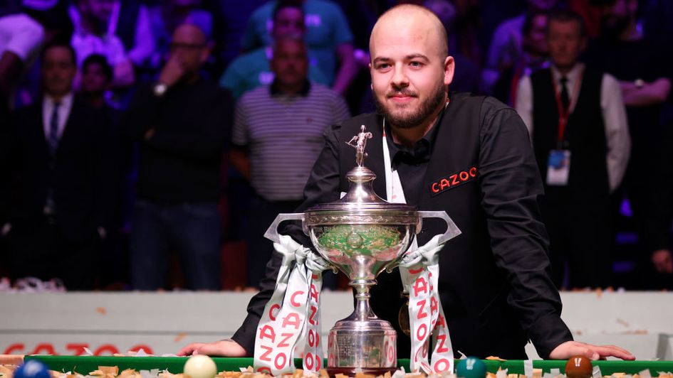 Luca Brecel enjoys the celebrations