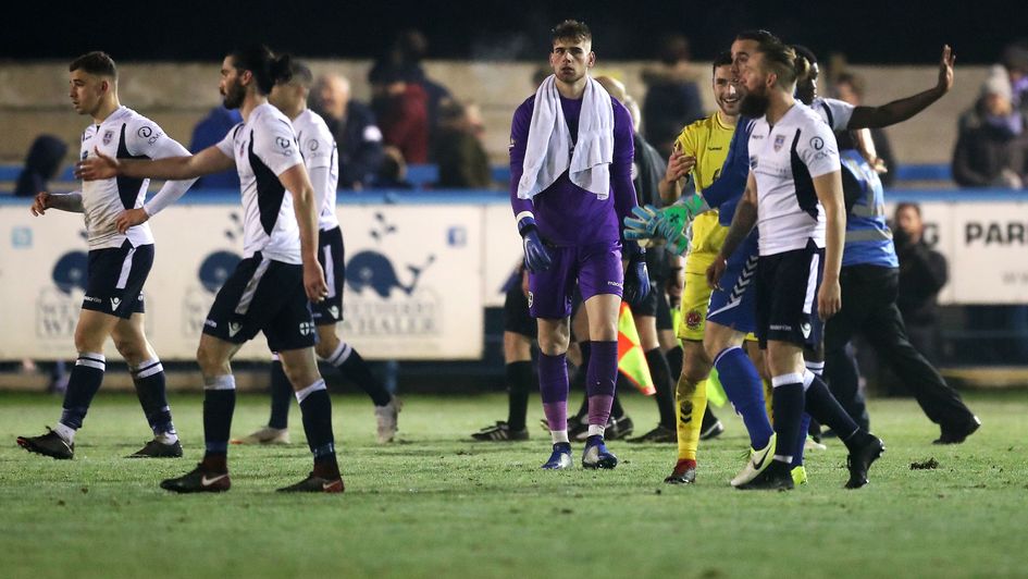 Guiseley players after their defeat to Fleetwood