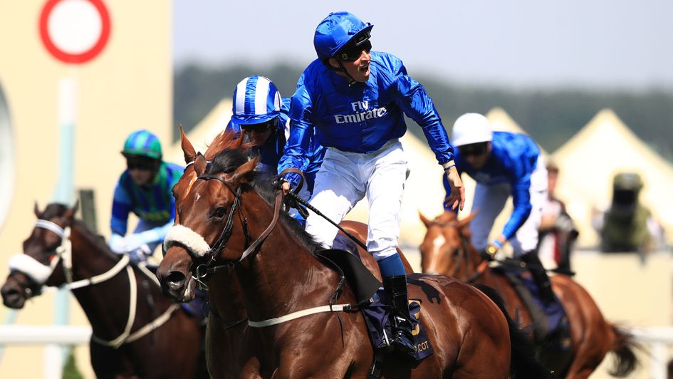 William Buick celebrates Ribchester's win in the Queen Anne