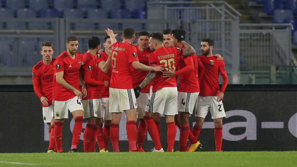 Benfica celebrate their goal against Arsenal