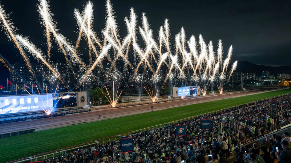 Fireworks after the HKIR at Sha Tin on Sunday
