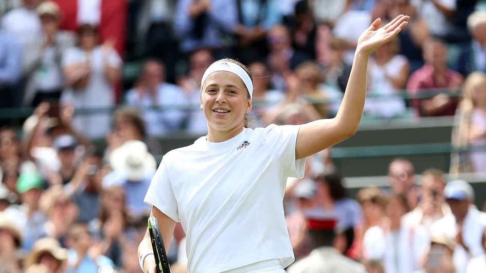 Jelena Ostapenko celebrates her quarter-final success