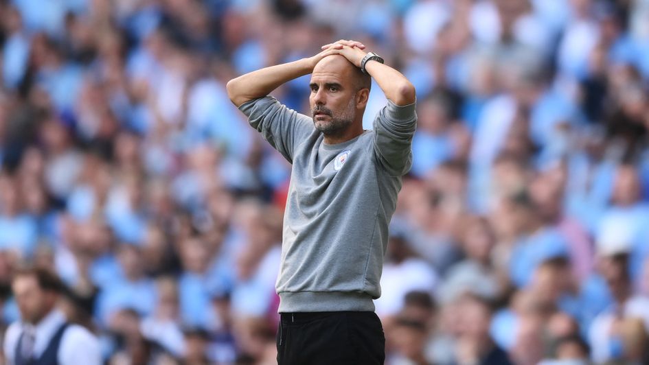 Pep Guardiola reacts during Manchester City's 0-0 draw with Southampton