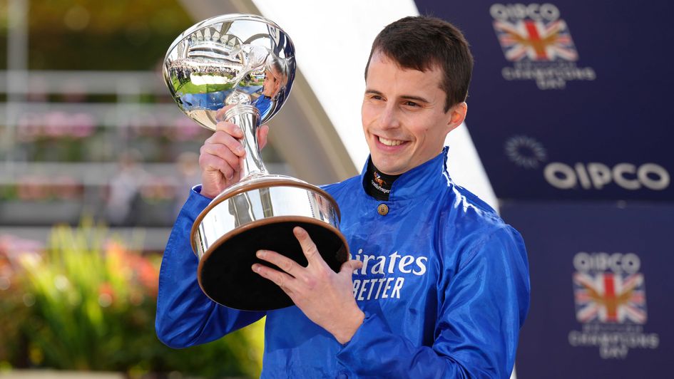 William Buick with his Champion Jockey trophy