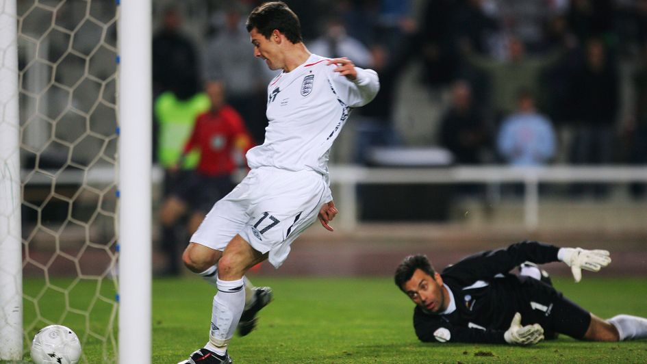 David Nugent scores his screamer from one yard out against Andorra