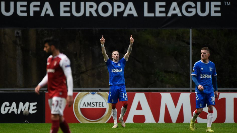 Ryan Kent celebrates his goal against Braga