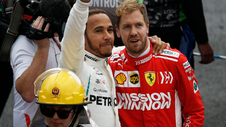 Lewis Hamilton and title rival Sebastian Vettel