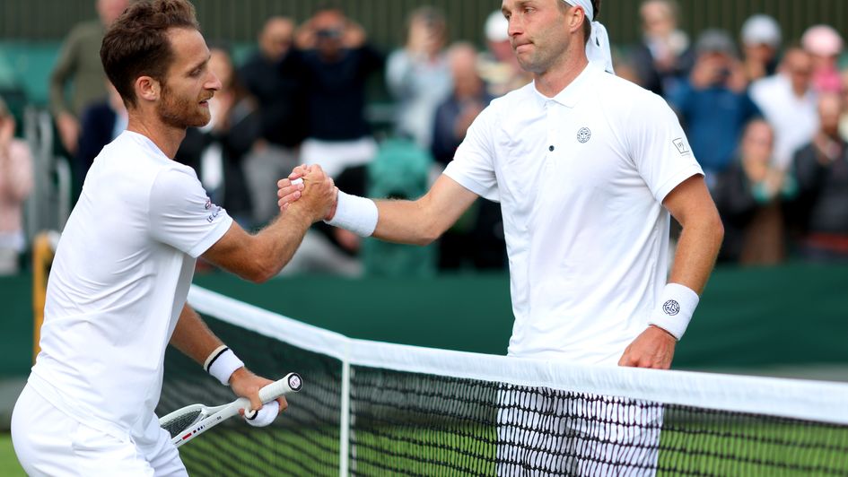 Liam Broady (right) won on Monday
