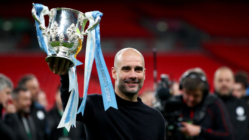Pep Guardiola with the Carabao Cup