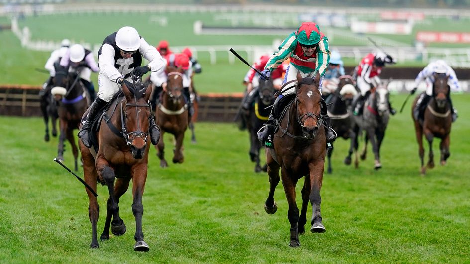 West Cork (left) beats Adagio in the Greatwood Handicap Hurdle