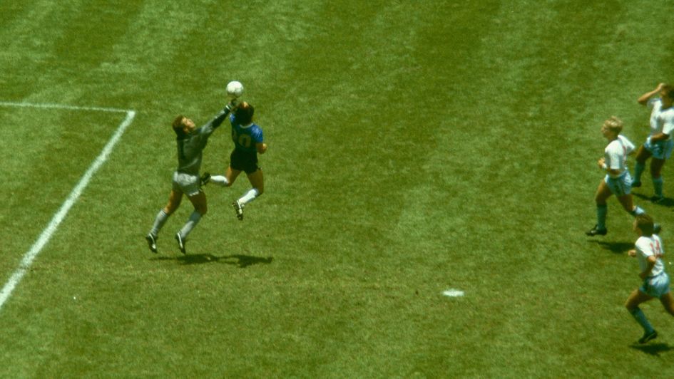 Diego Maradona scores the 'Hand of God' goal