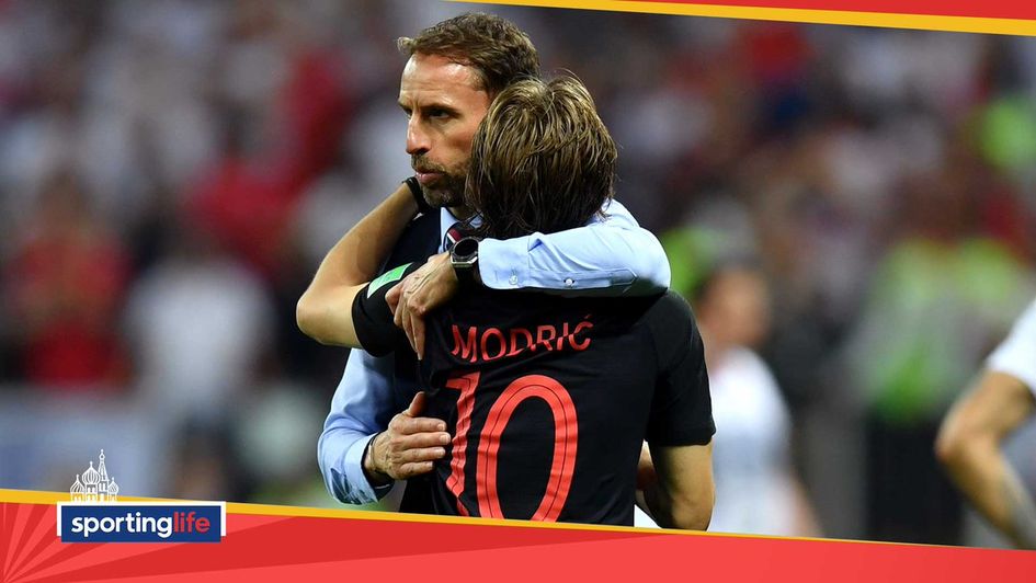 Gracious in defeat: Gareth Southgate congratulates Croatia's Luka Modricq