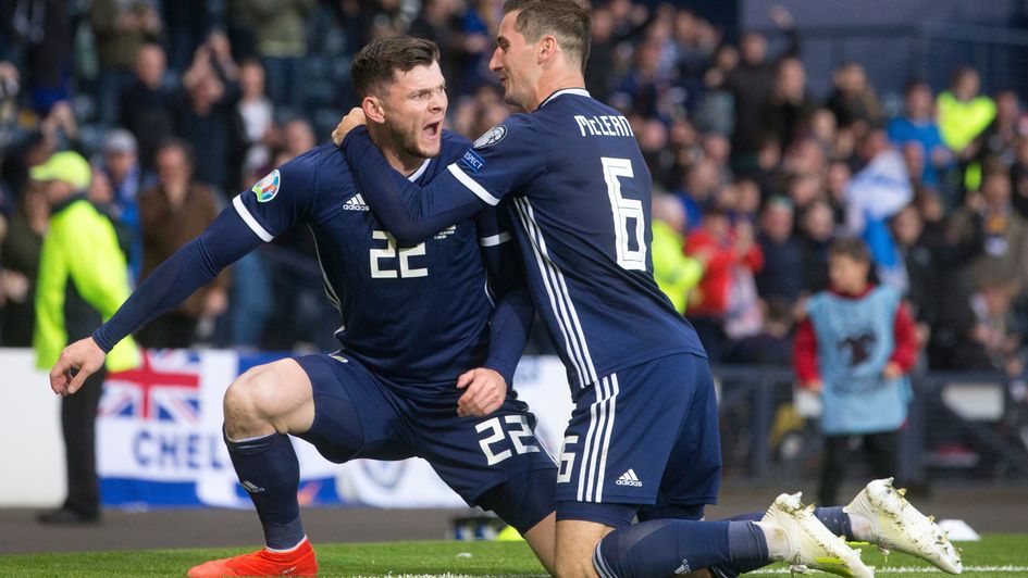 Scotland Oliver Burke celebrates scoring