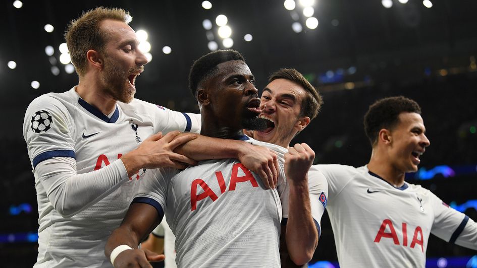 Tottenham celebrate Serge Aurier's strike