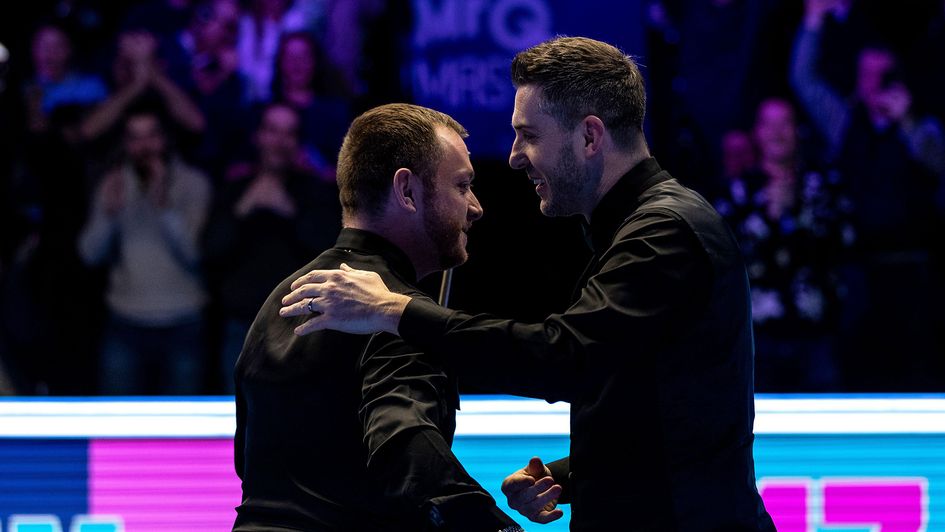Mark Allen celebrates against Mark Selby