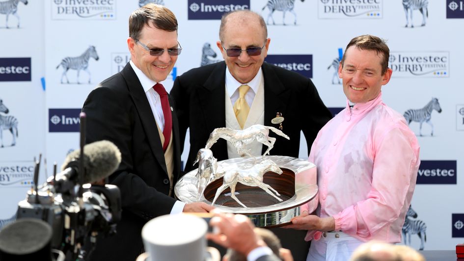 Connections with the trophy following Anthony Van Dyk's Investec Derby win