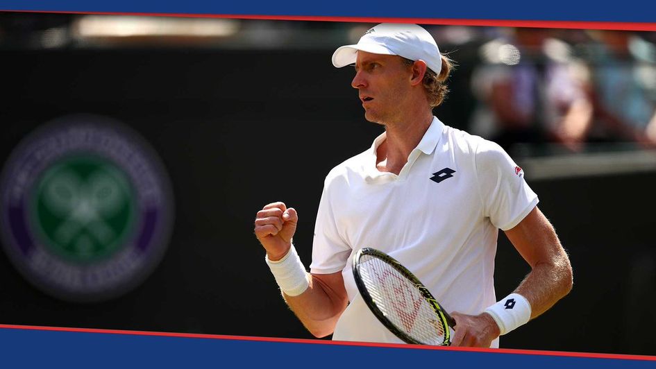 Kevin Anderson celebrates a point during his Wimbledon victory over Roger Federer