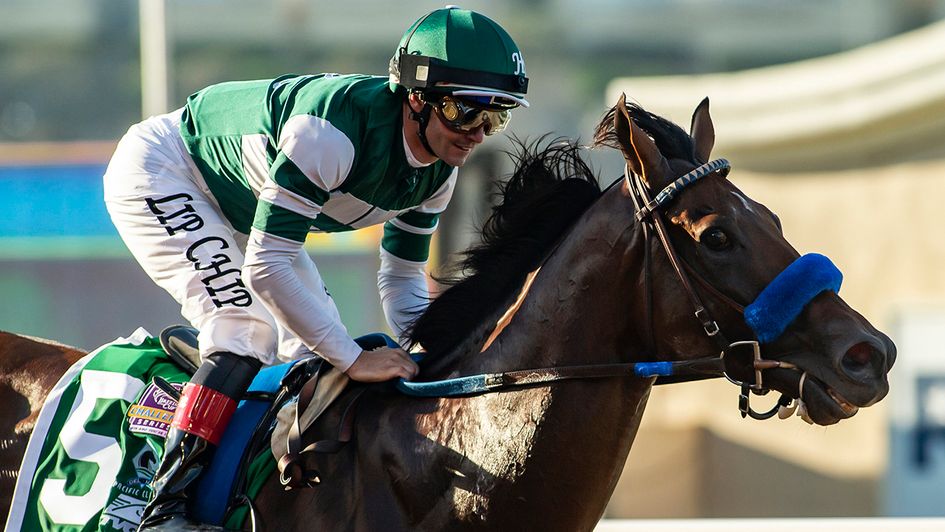 Flightline breaks the clock at Del Mar (Copyright Benoit Photo)