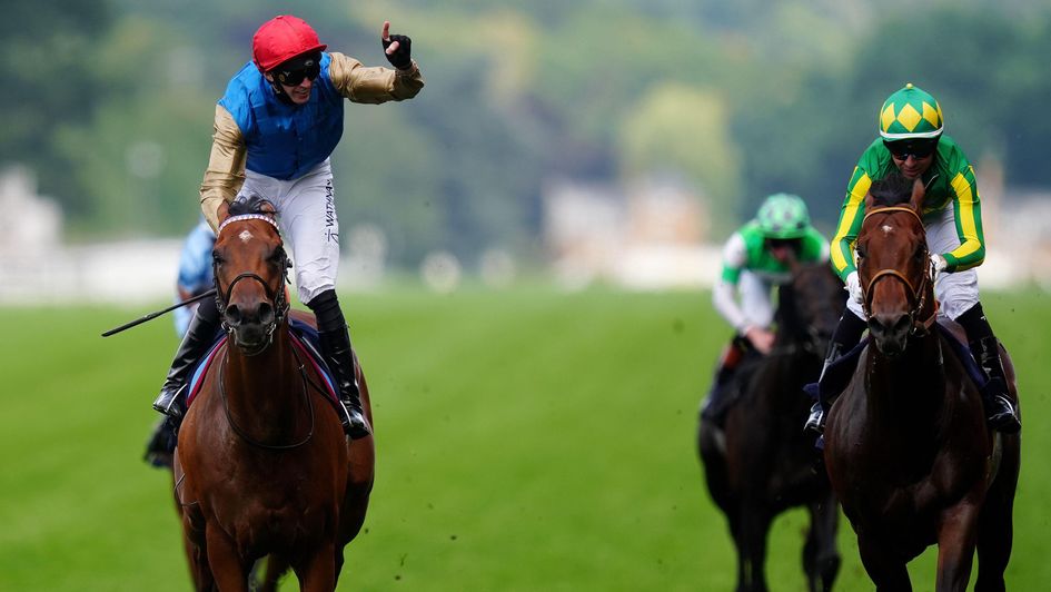 James Doyle celebrates as Lazzat takes Group One glory