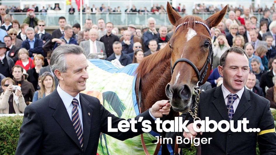 Jim Bolger (left) pictured with Dewhurst winner New Approach