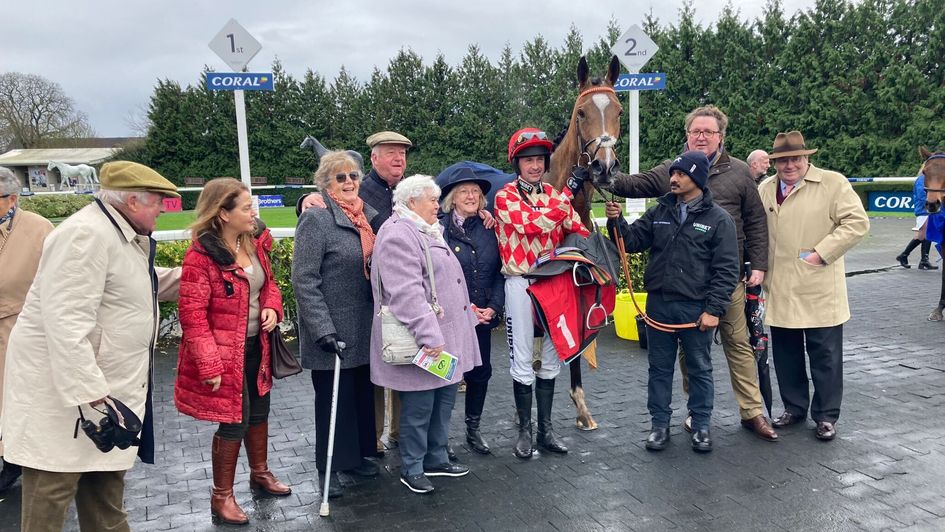 Connections of Arclight after her Kempton win