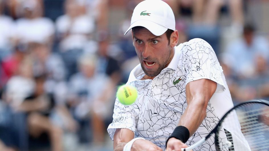 Novak Djokovic in action on Monday