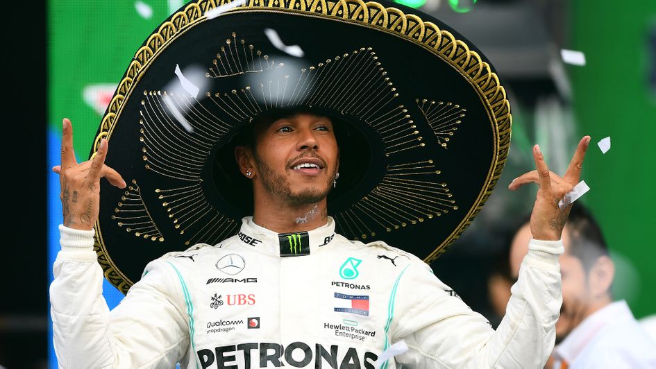 Lewis Hamilton enjoys his win in Mexico